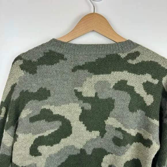 Lucky Brand Womens Green Camo Button Front Cardigan Sz‎ M | Casual Comfy Cozy - Picture 6 of 13